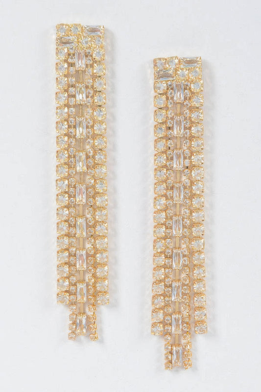 Gold rhinestone earrings.