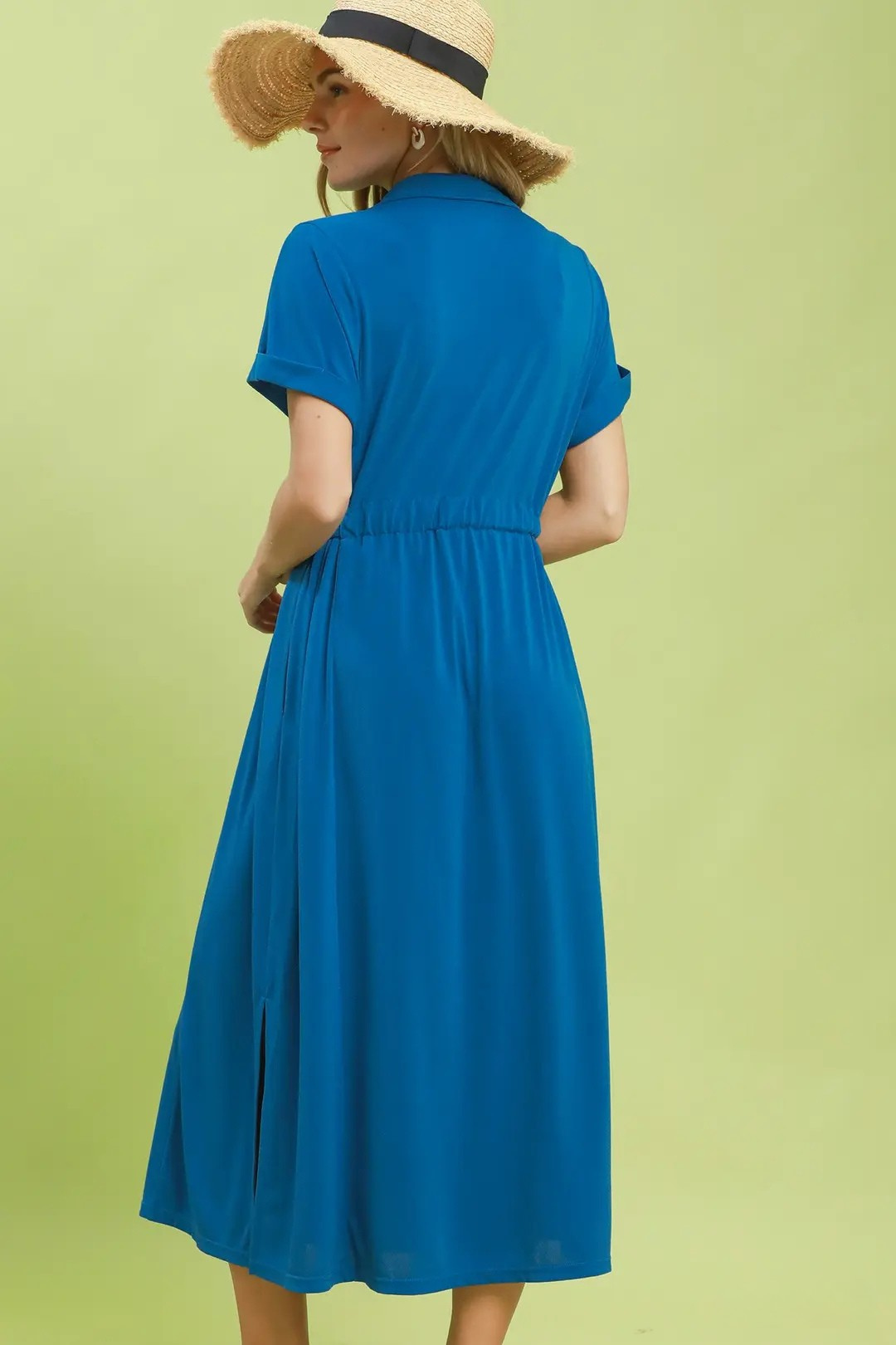 UMGEE BELTED COLLAR MIDI DRESS