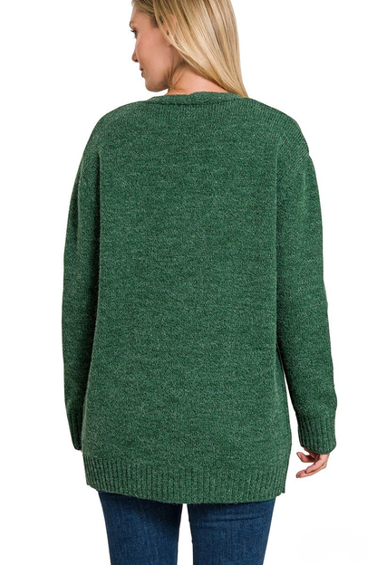 ZENANA OPEN CARDIGAN - DARK GREEN