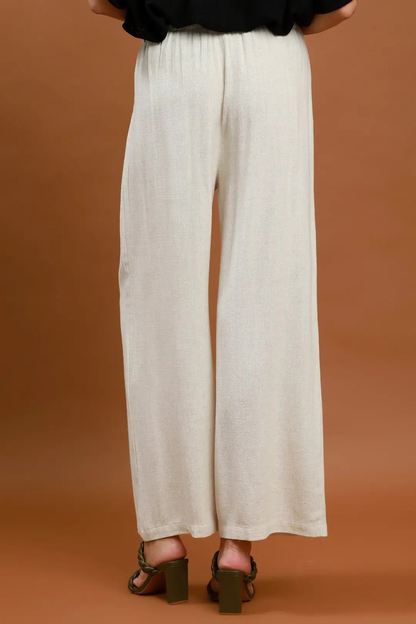 UMGEE HIGH-WAISTED LINEN BLEND WIDE-LEG TROUSER