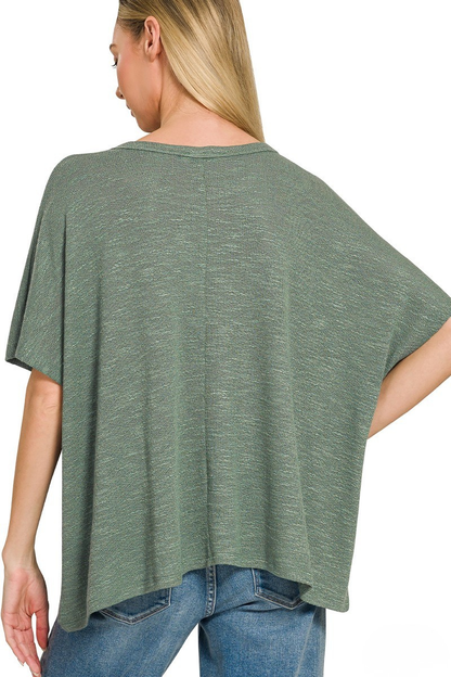 ZENANA OVERSIZED SLUB HACCI TOP - ASH JADE