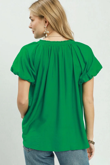 UMGEE GATHERED V-NECK TOP