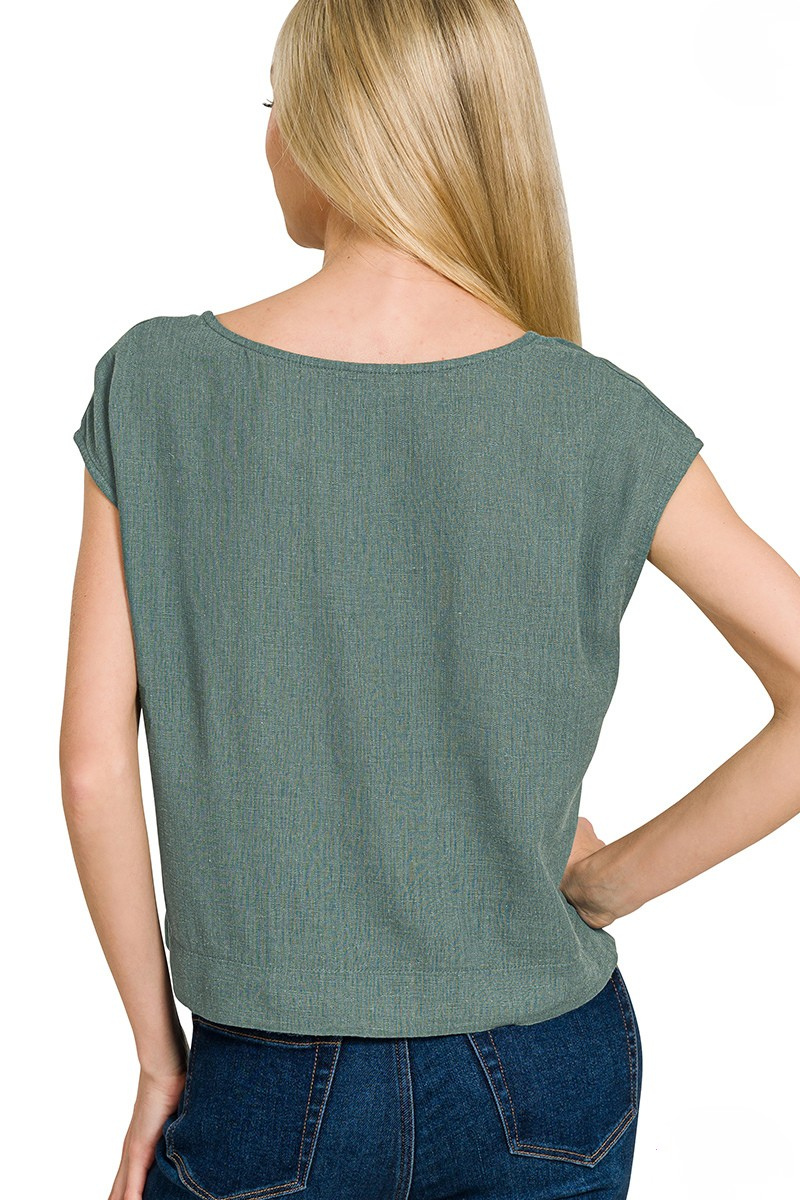 ZENANA LINEN SLEEVELESS TOP