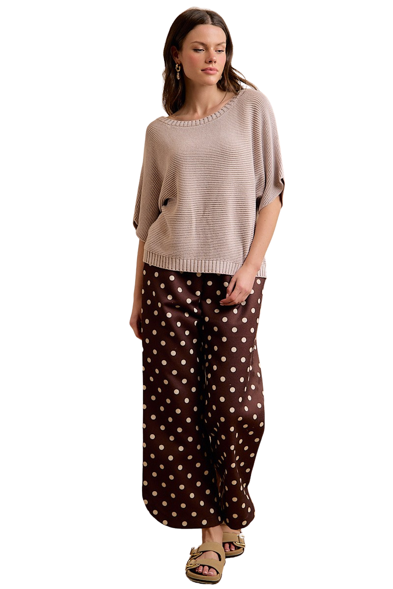 BIBI SHORT DOLMAN SLEEVE WASHED KNIT TOP