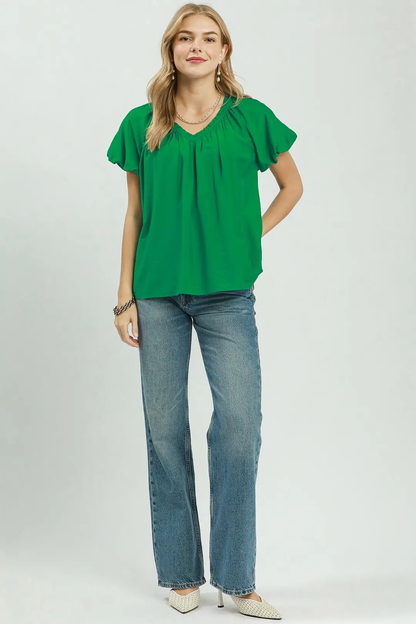 UMGEE GATHERED V-NECK TOP