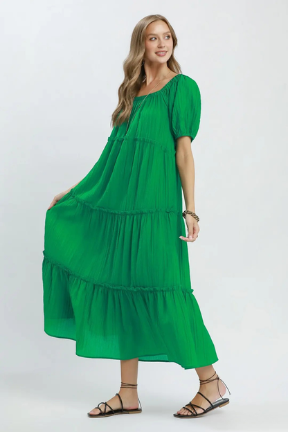 UMGEE TIERED MIDI DRESS - GREEN