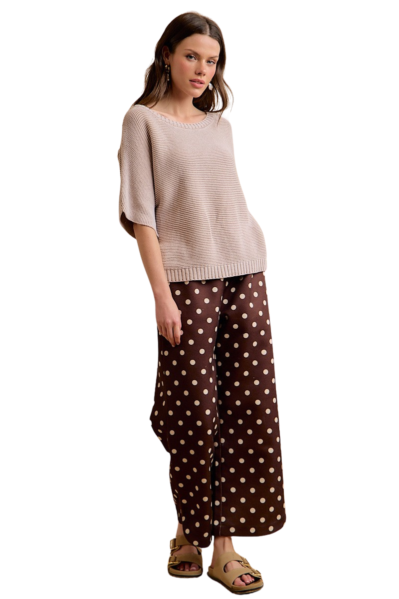 BIBI SHORT DOLMAN SLEEVE WASHED KNIT TOP