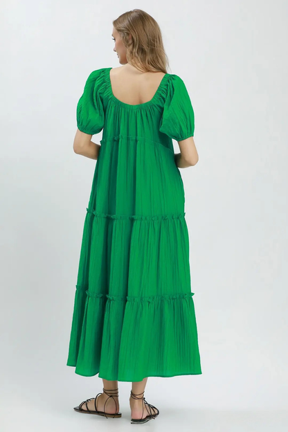 UMGEE TIERED MIDI DRESS - GREEN