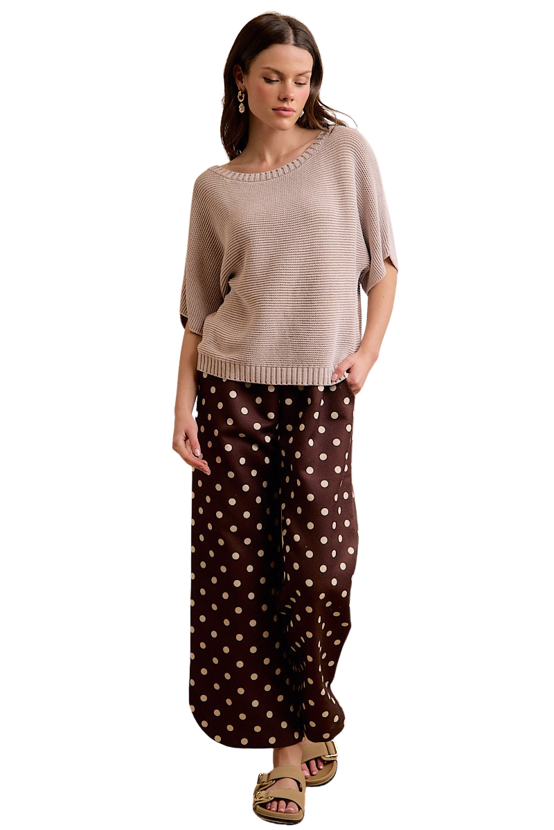 BIBI SHORT DOLMAN SLEEVE WASHED KNIT TOP