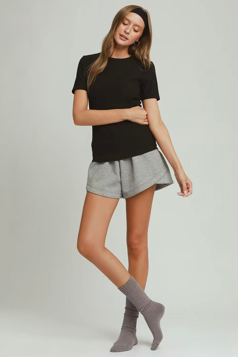 UMGEE BRUSHED RIB SHORT SLEEVE TOP
