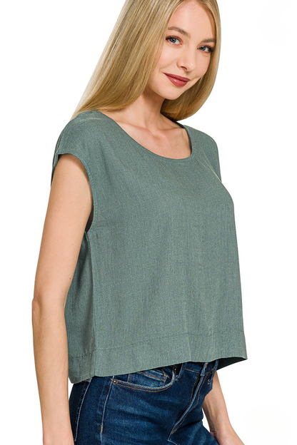 ZENANA LINEN SLEEVELESS TOP