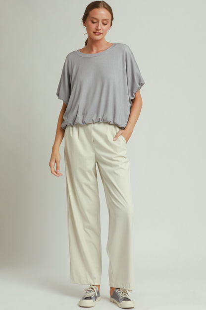UMGEE TEXTURED BUBBLE HEM TOP