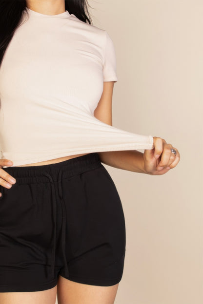 RIBBED SHORT SLEEVE TOP