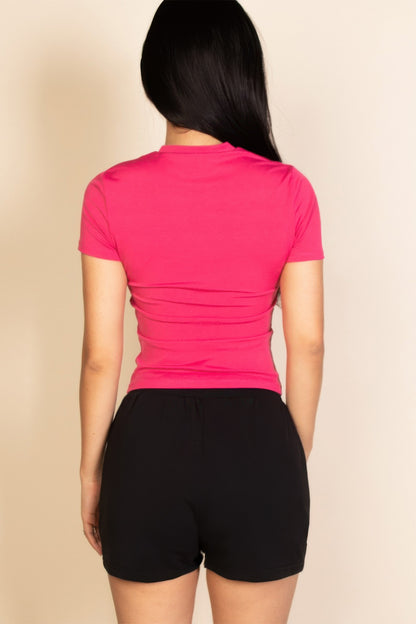 RIBBED SHORT SLEEVE TOP