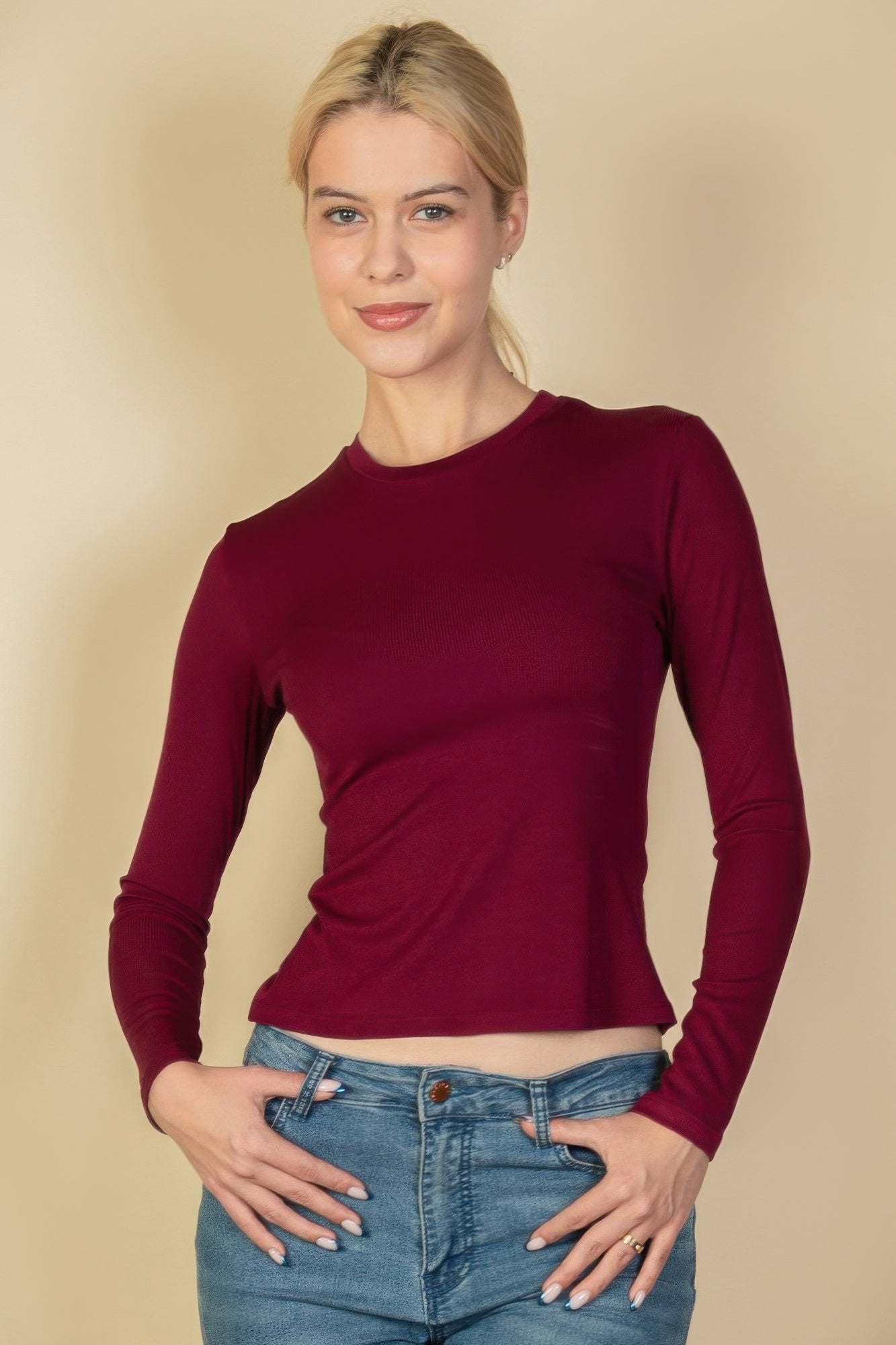 RIBBED LONG SLEEVE TOP