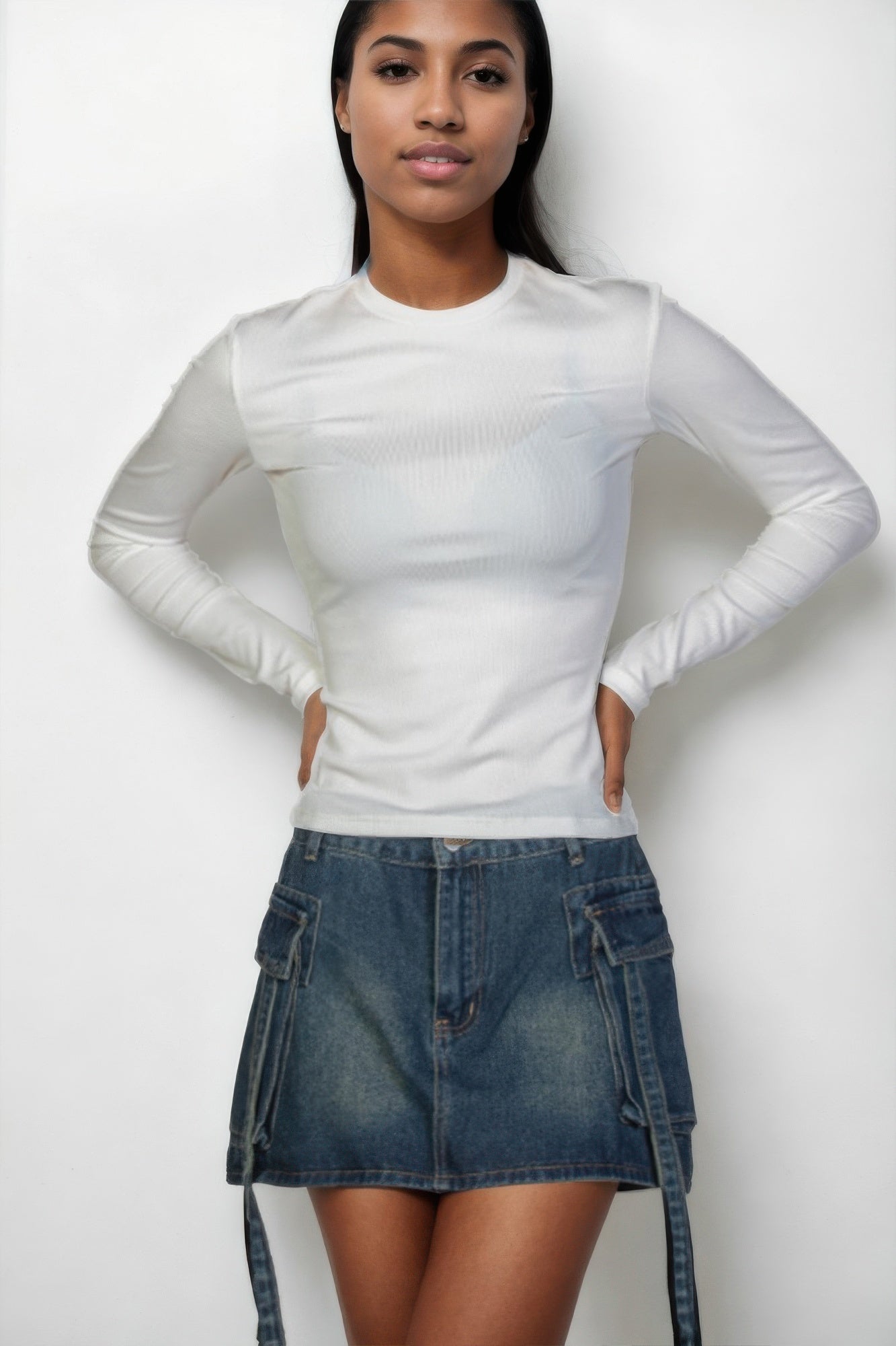 RIBBED LONG SLEEVE TOP